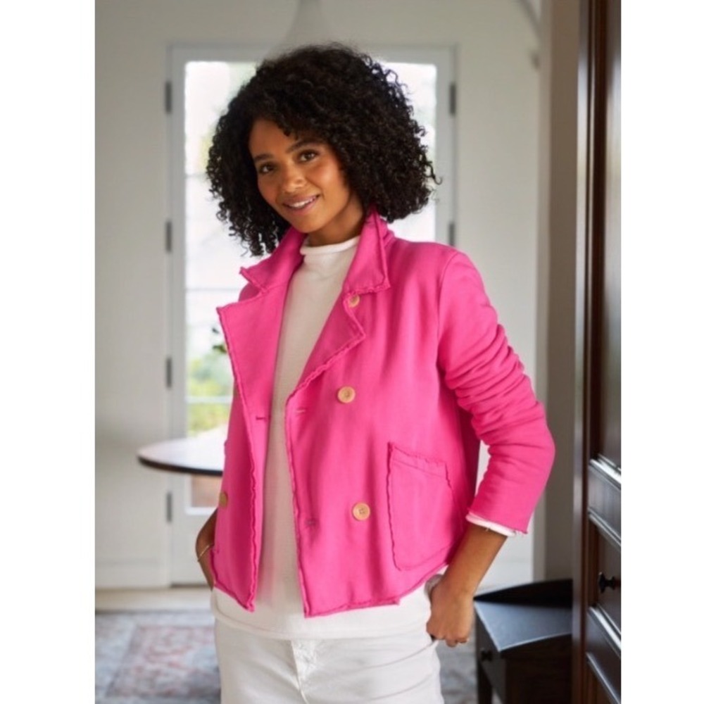 Frank & Eileen Mini Belfast Peacoat Jacket Rose Pink Triple Fleece Size XL
